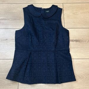 J Crew Midnight Blue‎ Peplum Sleeveless Top Size 2